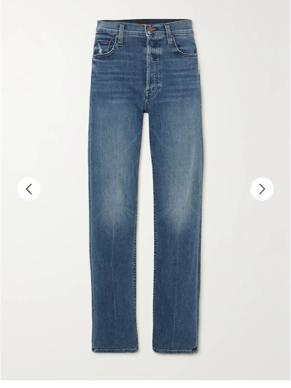 Mother Tomcat Hover 30” Inseam Straight-Leg Blue Jeans